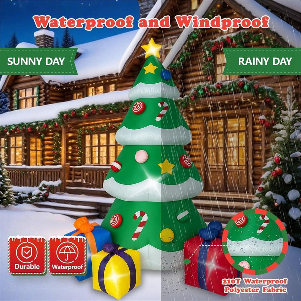 8.2 FT Christmas Inflatable Tree Outdoor Decorations, Blow Up Christmas Tree for Garden Lawn Holiday Decor US Plug