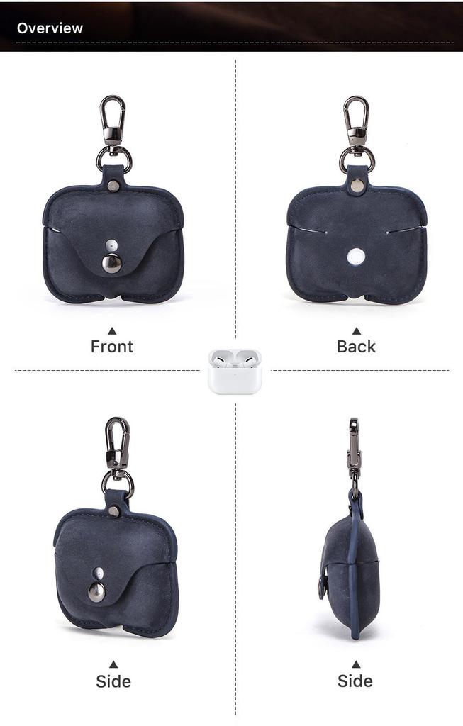 Genuine Leather Snap-Closure Flip Case for AirPods Pro