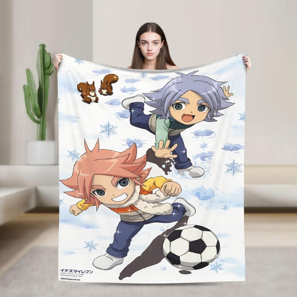 Inazuma Eleven Anime Blanket Flannel All Season Multi-function Lightweight Thin Throw Blankets for Home Bedroom Bedspreads