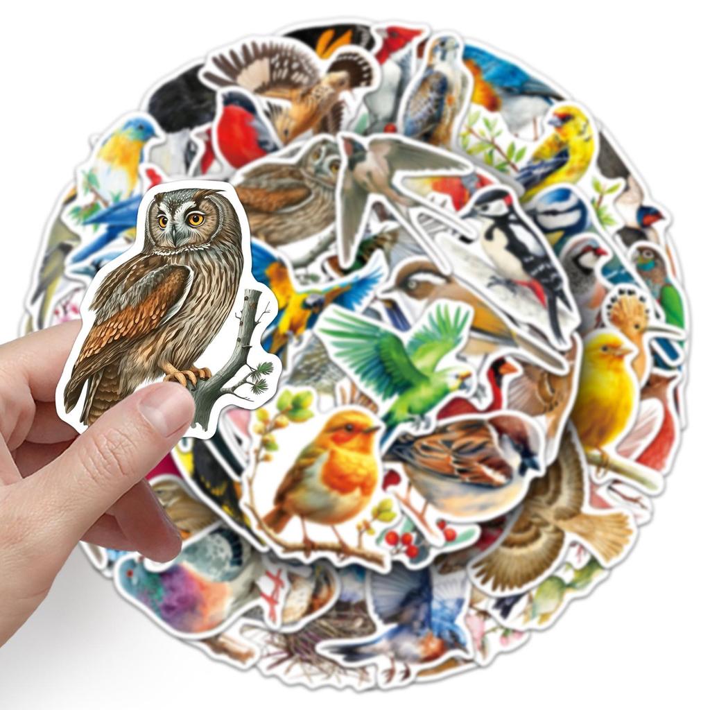 50 Cartoon Animal Bird Stickers: Waterproof, Decorative, and Cute Graffiti Decals for Phone Cases, Planners, and Resin Projects.