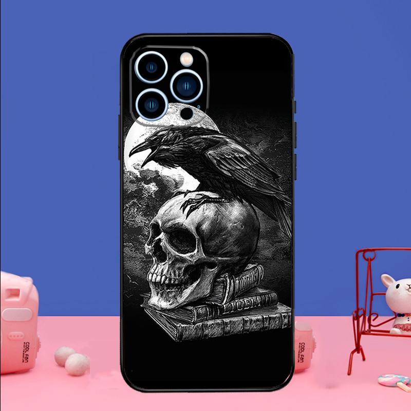

Skull Crow Flower Phone Case For iPhone 17 Air 16 15 14 11 12 13 Pro Max 13 mini 15 16 Plus 16e Bumper Cover iPhone 15 Pro