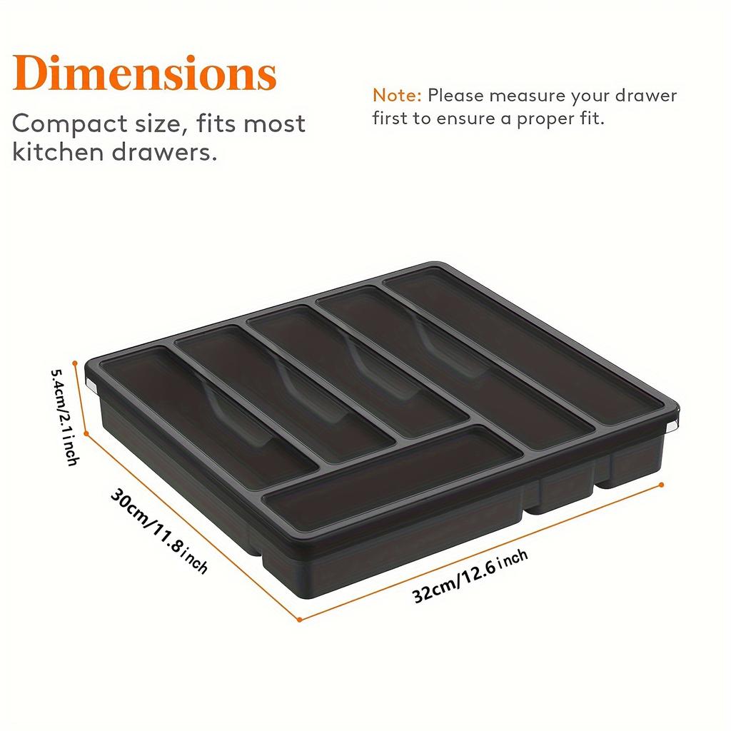 Silverware Organizer with Lid, Covered Utensil Tray for Kitchen Drawer and Countertop, Plastic Cutlery and Flatware Storage Box