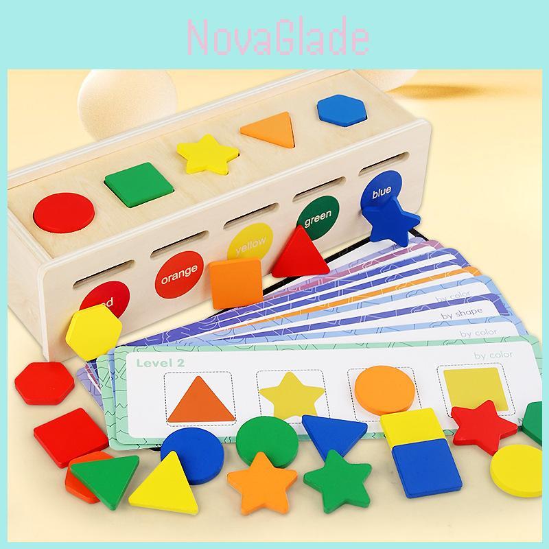 Wooden Shape Color Sorting Toy Box For Kid Educational Learning And Hand Eye Coordination