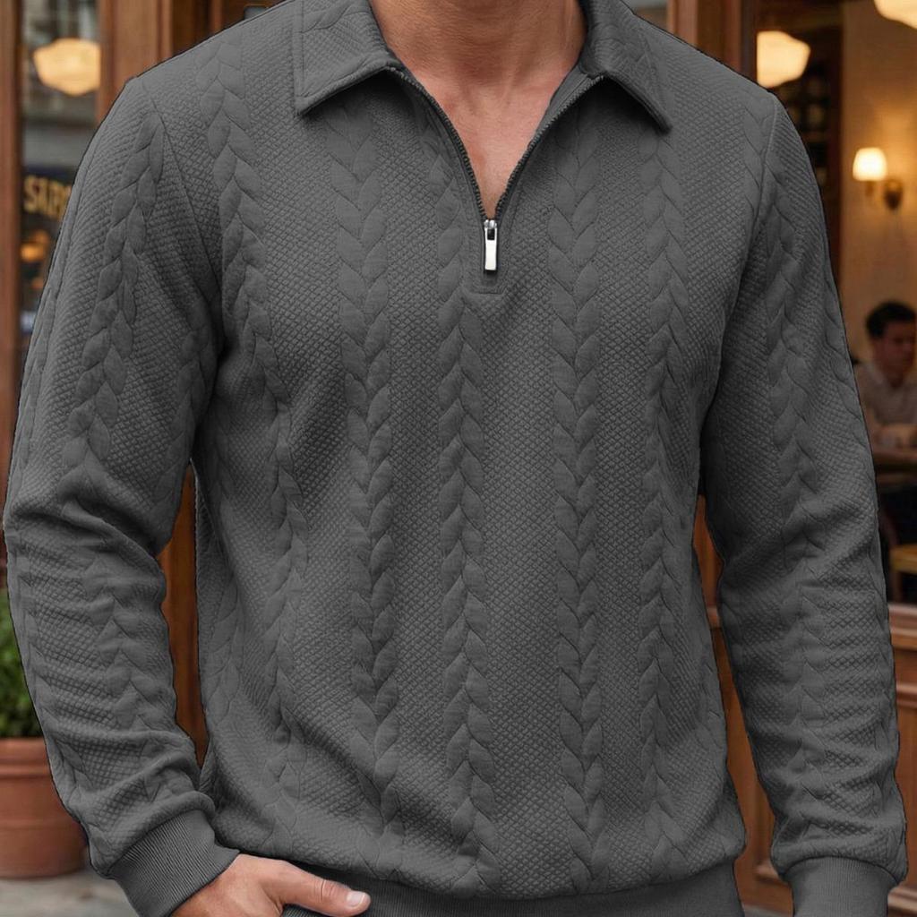 Lässiger Herren Pullover, Neuer Frühling Herbst Revers Langarm Strickware für Outdoor Freizeit Halber Reißverschluss Handel