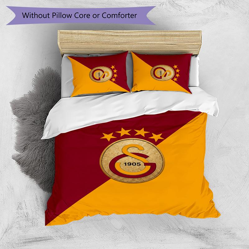 Set Lenzuola 3 Pezzi Stampato Galatasaray FC Traspirante Copripiumino con Federe Biancheria da Letto Decorativa per Camera da Letto Casa