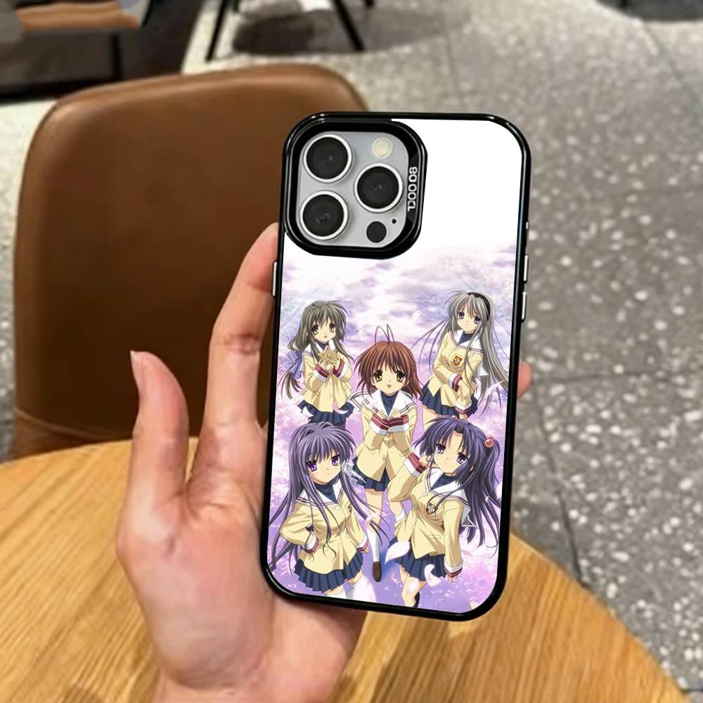 E-Emotional C-Clannad   Phone Case For iPhone17,16,15,14,13,12,11 Plus,Pro Max Colored Silver Plated Inside Cover