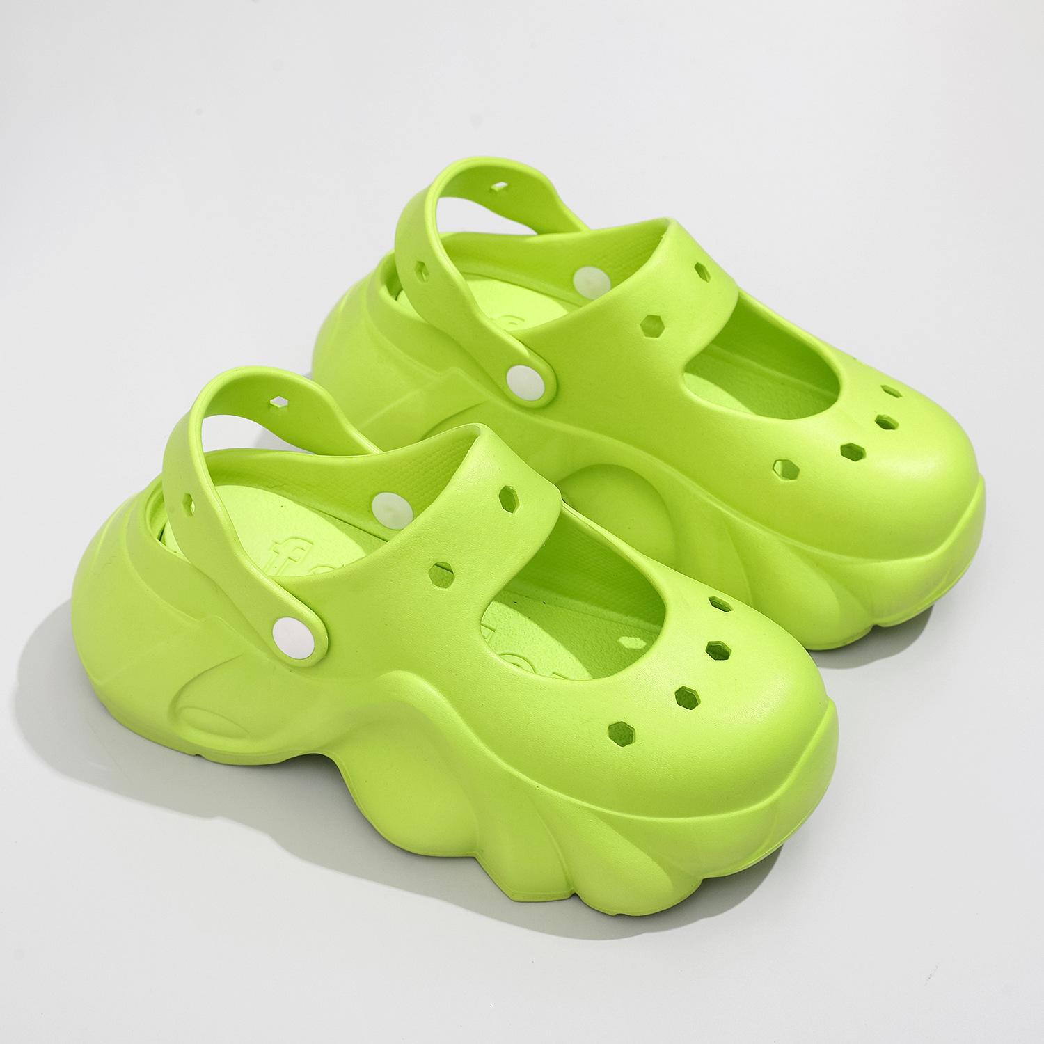 

Новые летние тапочки на высоком каблуке для девочек, верхняя одежда из материала ЭВА с защитой от запаха, модные повседневные тапочки на толстой подошве 39-40 зелёный