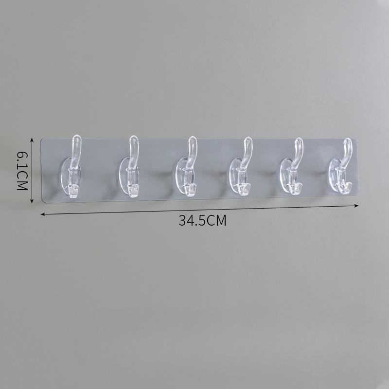 Straight Hook Transparent Strong Viscose Six Straight Hook No Marks No Punching Hole Behind The Door Toilet Storage Wall Hook