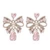 Rhinestone Bow Water Drop Earring for Women Earrings Sweet Jewelry Accessory