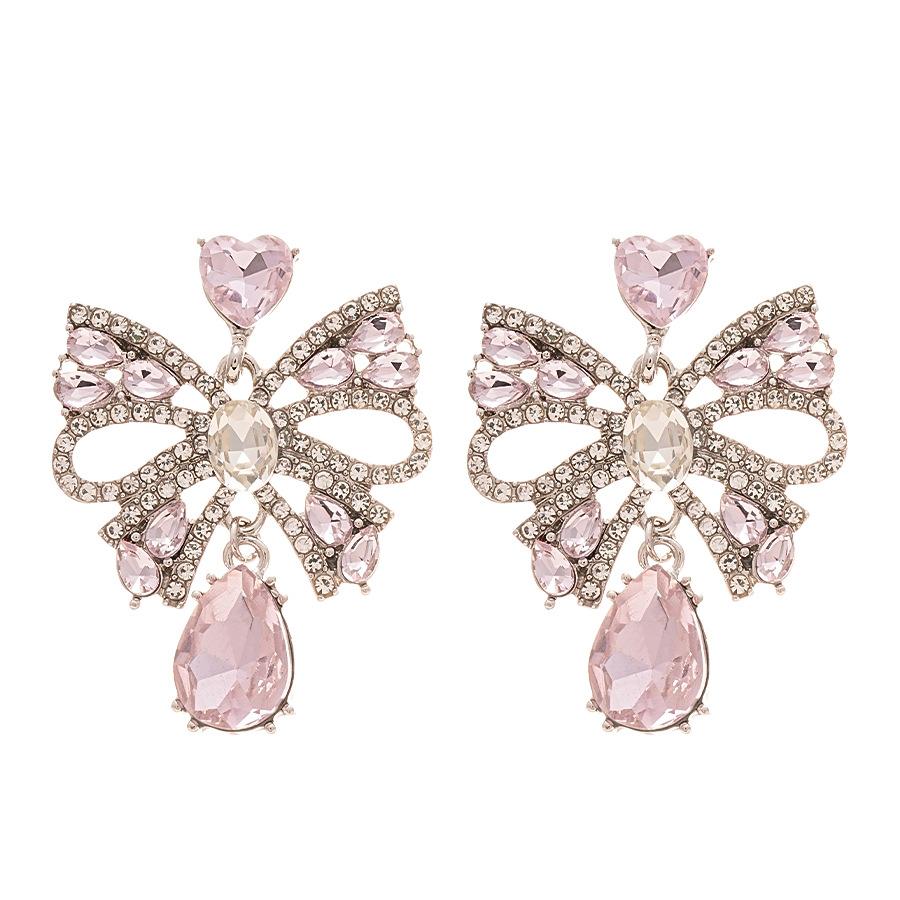 Rhinestone Bow Water Drop Earring for Women Earrings Sweet Jewelry Accessory