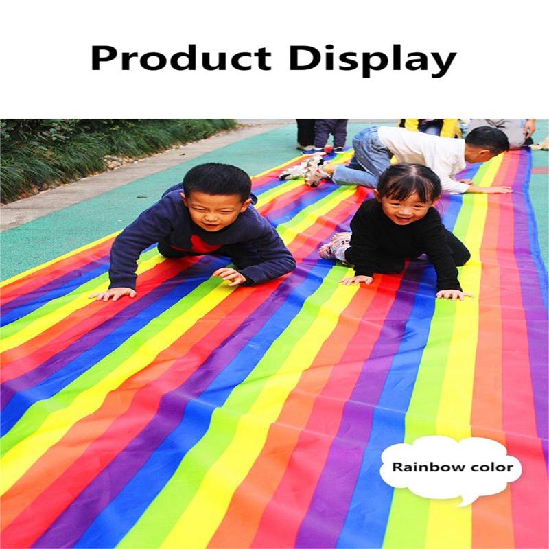 Parent Child Game Rainbow Slippery Cloth Outdoor Sports Team Building Equipment Kindergarten Sports Competition Activities Toys