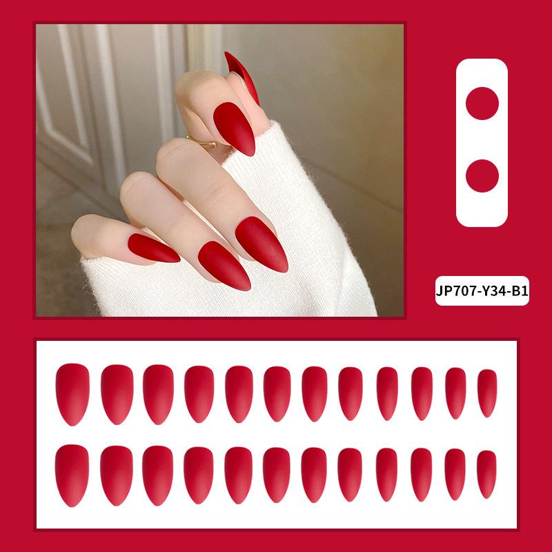 Reusable Blush Nail Art Set: 24 Detachable Wearable Nail Stickers