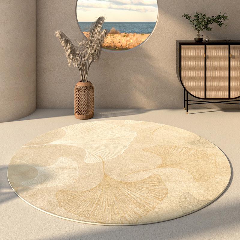 Round Faux Cashmere Wabi-Sabi Rug for Living Room, Bedroom, or Office