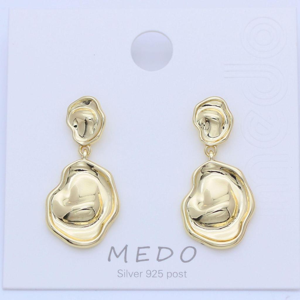 Geometric Irregular Concave-Convex Earrings: Simple, Fashionable Studs with S925 Silver Needle and Real Gold Color Retention