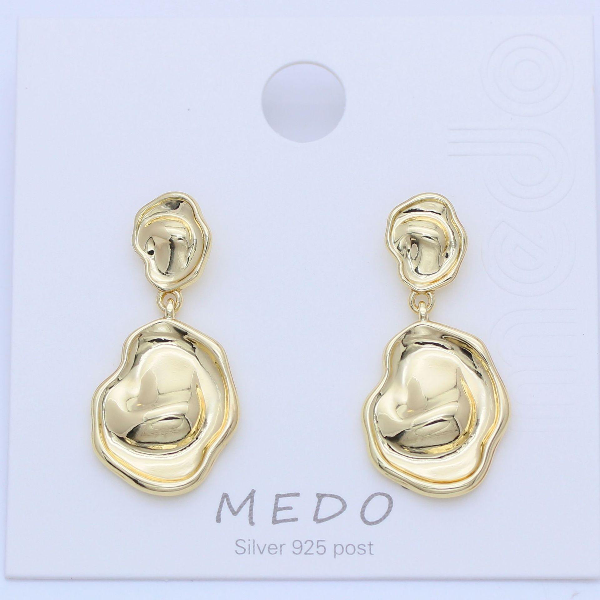

Geometric Irregular Concave-Convex Earrings: Simple, Fashionable Studs with S925 Silver Needle and Real Gold Color Retention