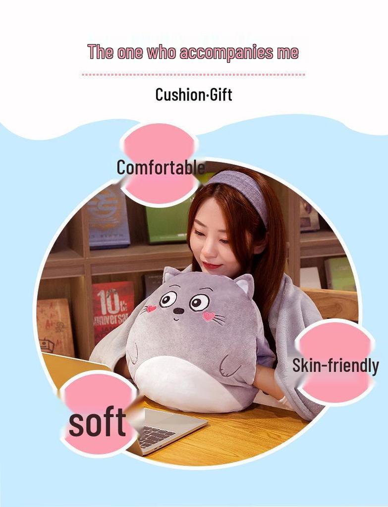 Fruit Animal 3-in-1 Pillow Blanket: Dual-Use Nap Pillow, Car Cushion, and Air Conditioning Blanket