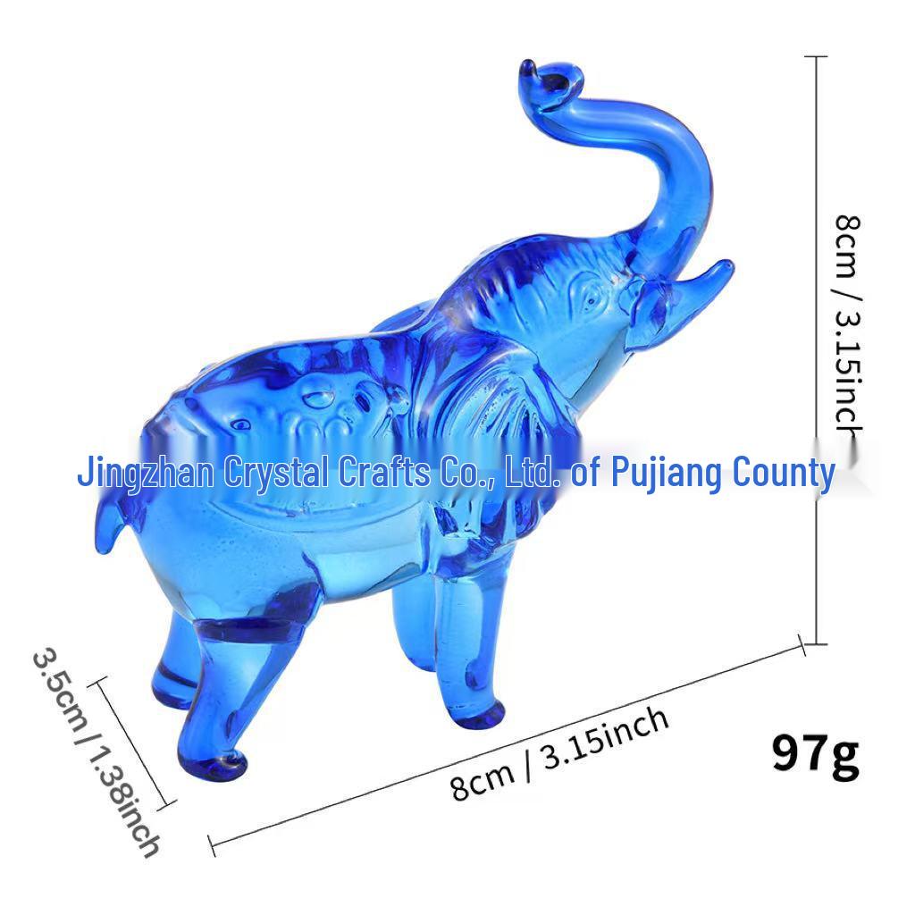 Gift Office Feng Shui Elephant Crystal Ornament - Four Colors Available for Wealth Attraction