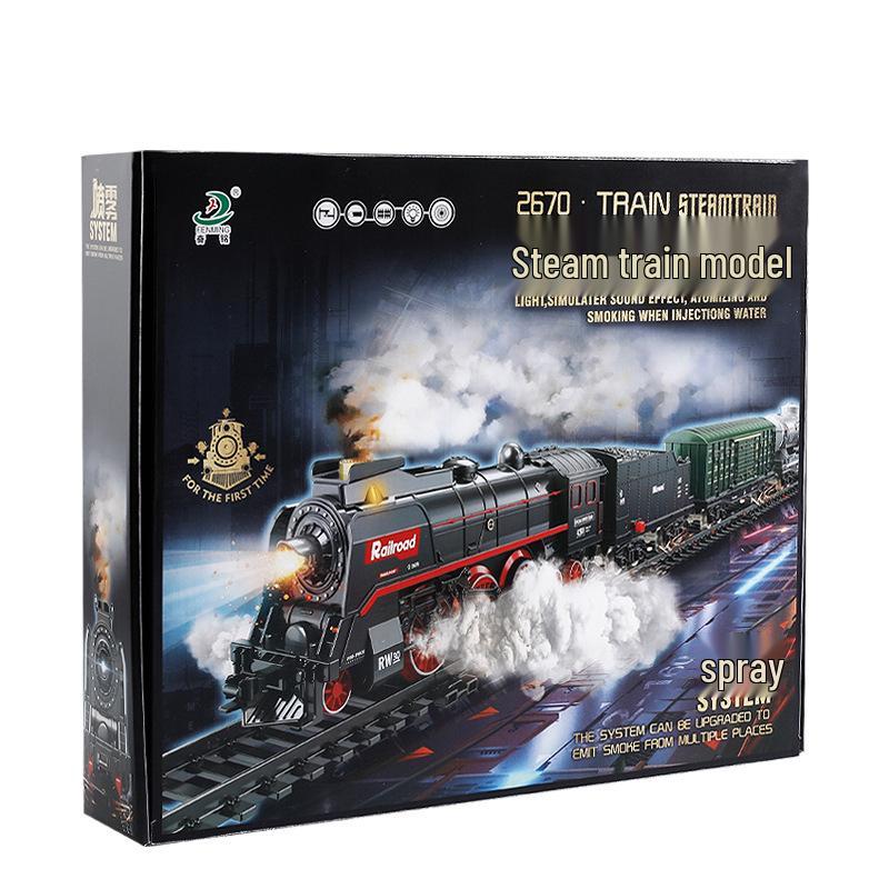 Electric Train Track Set with Sound, Light, and Steam Effects - Retro Style Toy
