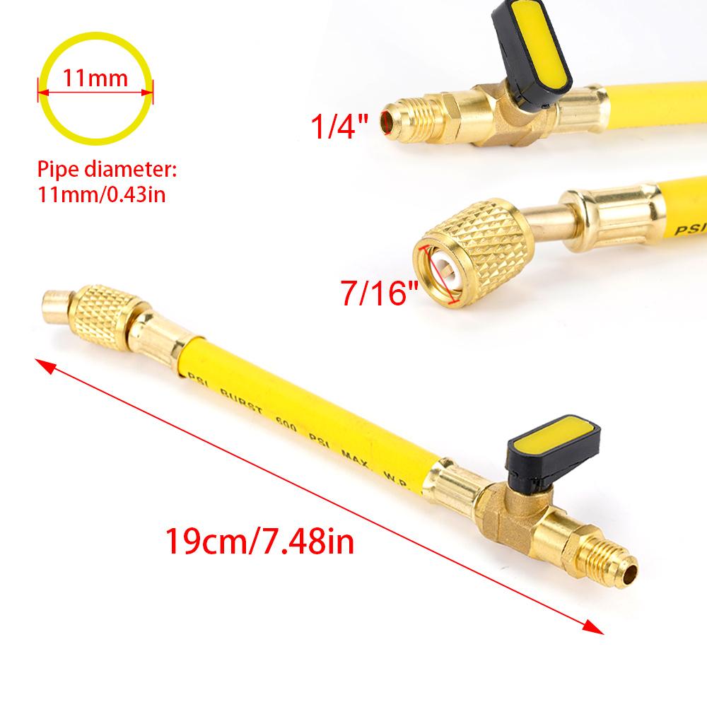 R134A  Car Refrigeration Air Conditioning AC Diagnostic Manifold Pressure Gauge Hoses Tool With Ball Valve Tricolor Tube Kit
