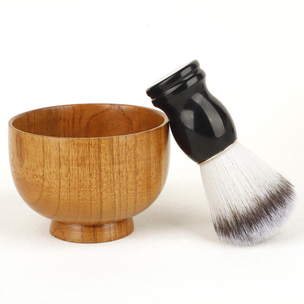 Klasyczny Zestaw Szczotek do Brody Męskiej: Miękka Szczotka do Mycia i Golenia z Miseczką do Spieniania i Vintage Stojakiem.