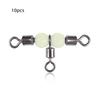 10 pièces Swivels Triple Lumineux en Forme de T Roulement Flexible à Rotation Connecteur Accessoires d'Articles de Pêche