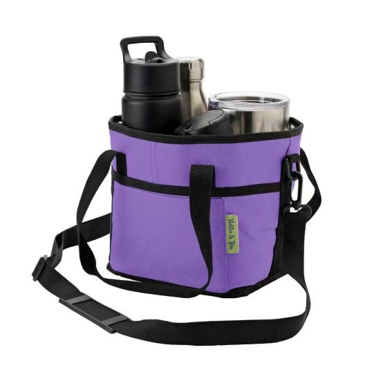 Drink Carrier Bag with Handle Strap Water Bottle Holder for 4 Cups фиолетовый