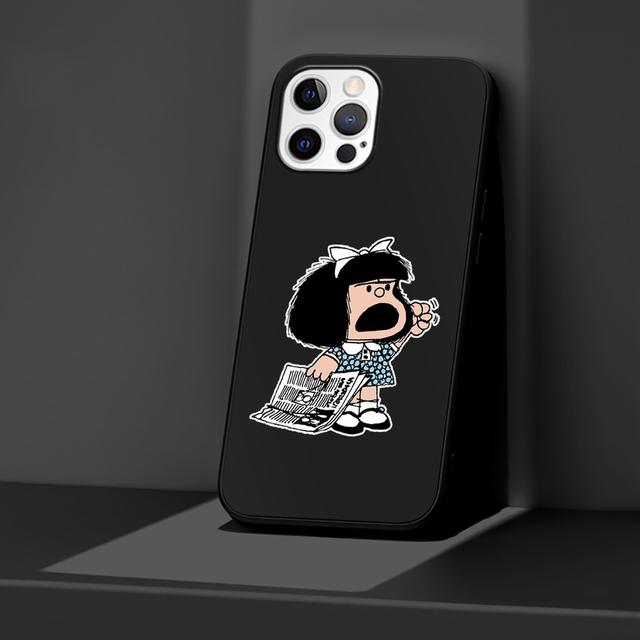 

Чехол для телефона Apple Iphone 14 11 13 Pro Max 12 Mini Xr 7 8 + Se 2020 Xs 6 6s Plus, черный чехол Mafalda, силиконовый чехол с рисунком из мультфильма iPhone 6(6s)
