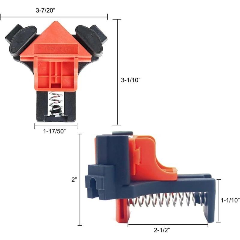Quick-Set Right Angle Wood Clamps - Spring Loaded 90 Degree Corner Clamps for DIY Furniture Photo Frames Cabinet Building Tools