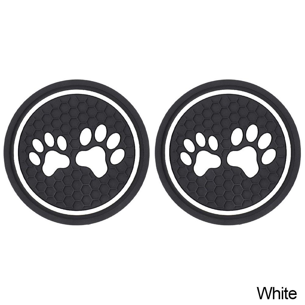 2Pcs Non-slip Car Water Cup Pad Cat Paw Footprint Rubber Mat for Bottle Holder Coaster Auto Interior Anti-skid Cup Holders