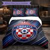 Croatia Football Pattern 3 Pieces Bedding Set Soft Microfiber Duvet Cover with Pillow Cases for Bedroom