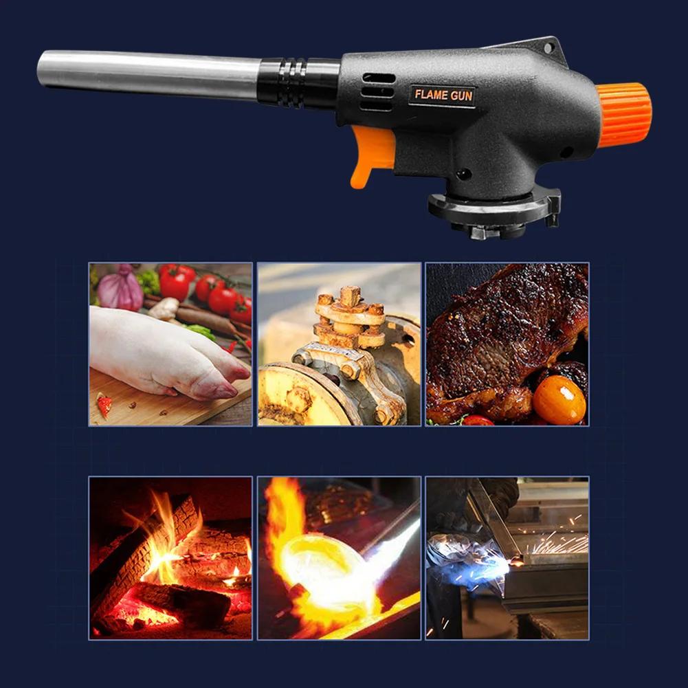 Welding Gas Torch Flame Gun Portable BBQ Cooking Camping Ignition Flamethrower Outdoor Heating Butane Burner Spray Equipment