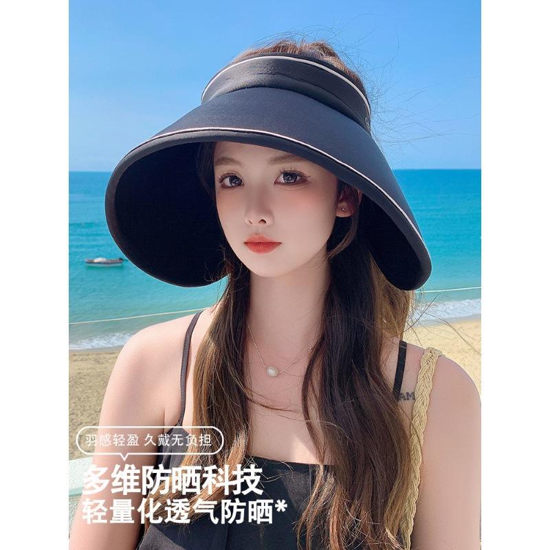 Wrap-around full face sunscreen hat women's summer big brim empty top sun hat cycling UV protection ice silk sun hat