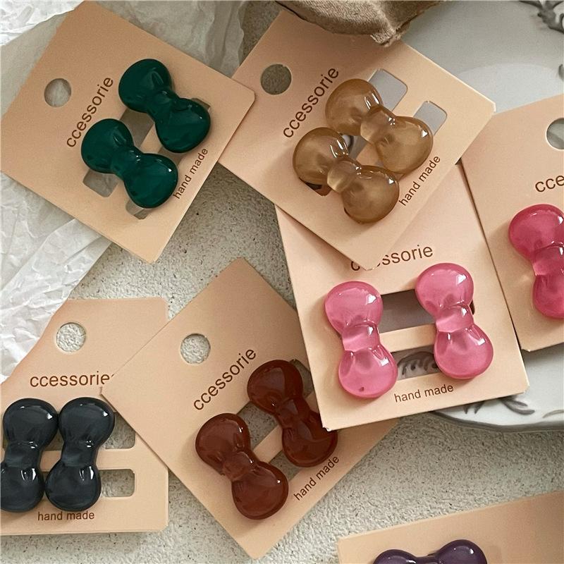 Mini and Cute Colorful Plastic Bow Hair Clips  Playful and Girlish Side Bangs Clips  Duckbill Clips
