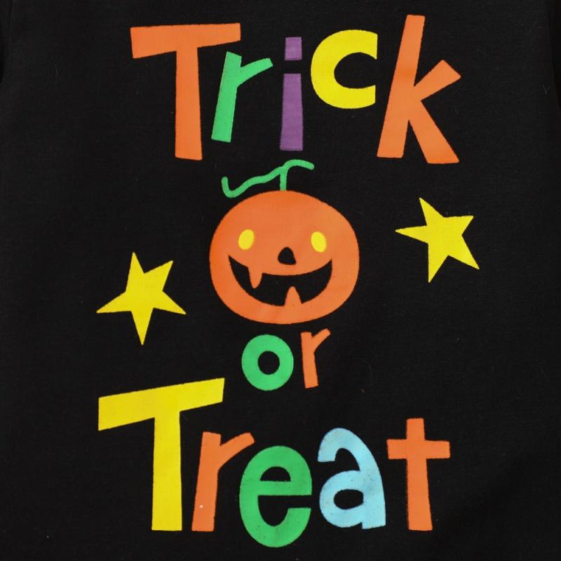 Baby Romper Pants And Hat Three Piece Set Letter Pumpkin Print Baby Halloween Costume Set