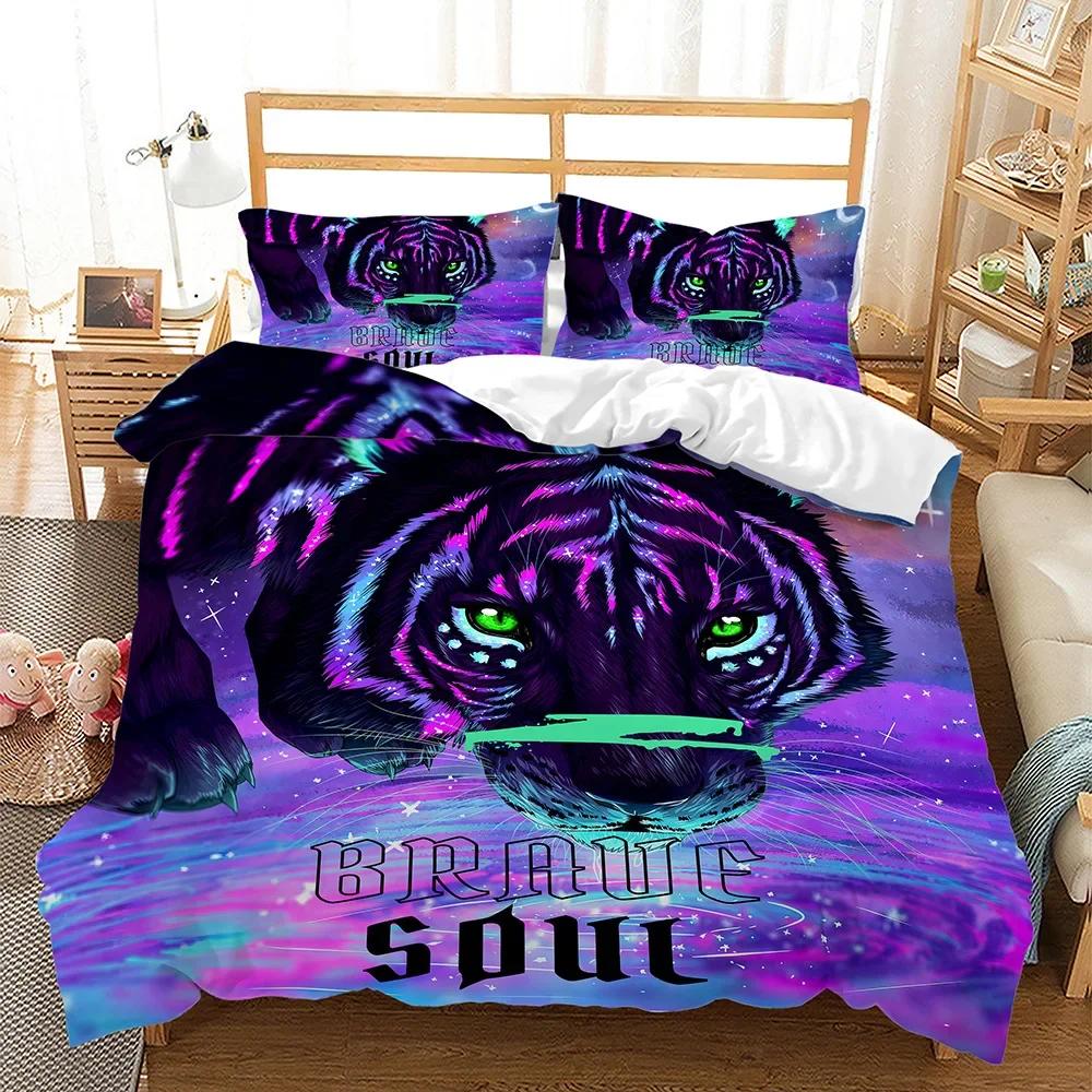 Animal Brown Soft Duvet Cover Beding 3D Print Comfortable Quilt Covers Tiger/Wolf/Hedgehog/Horse /owl/Spider Home Textile Warm Comforter Cover Set