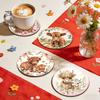 Healing Highland Calf Pattern Gifts Cow Cork Coasters, Cute Floral Farmhouse Drink Mats with Protective Furniture for Office Non-Slip Base,