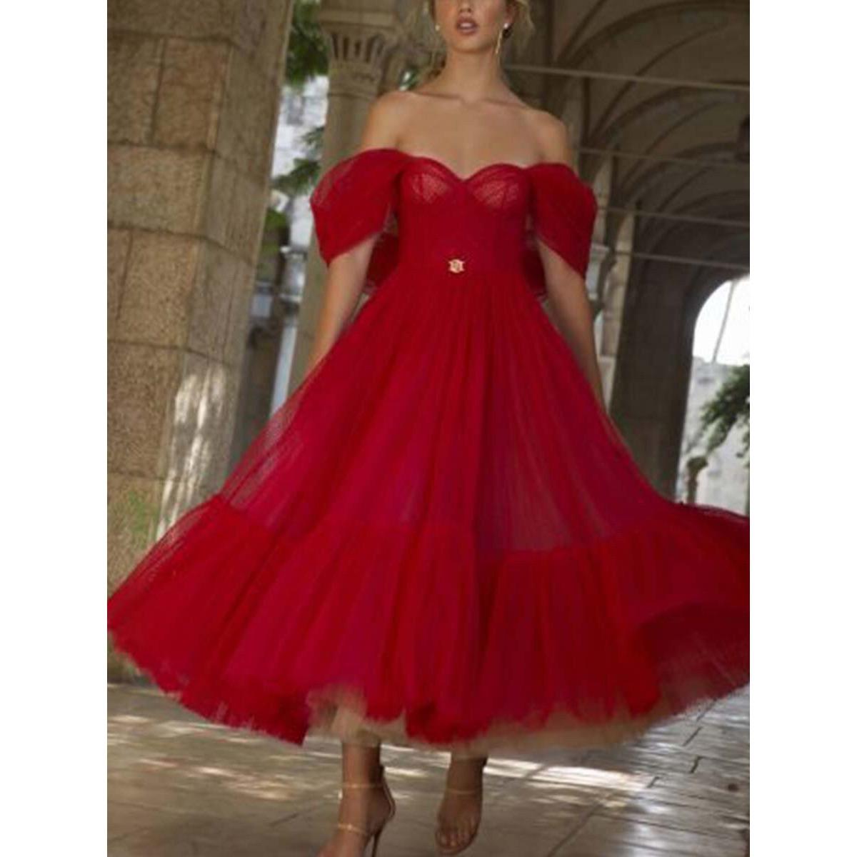 Spring Summer Women s European Style Lace Long Sleeve Strapless Solid Chiffon Casual Dress S