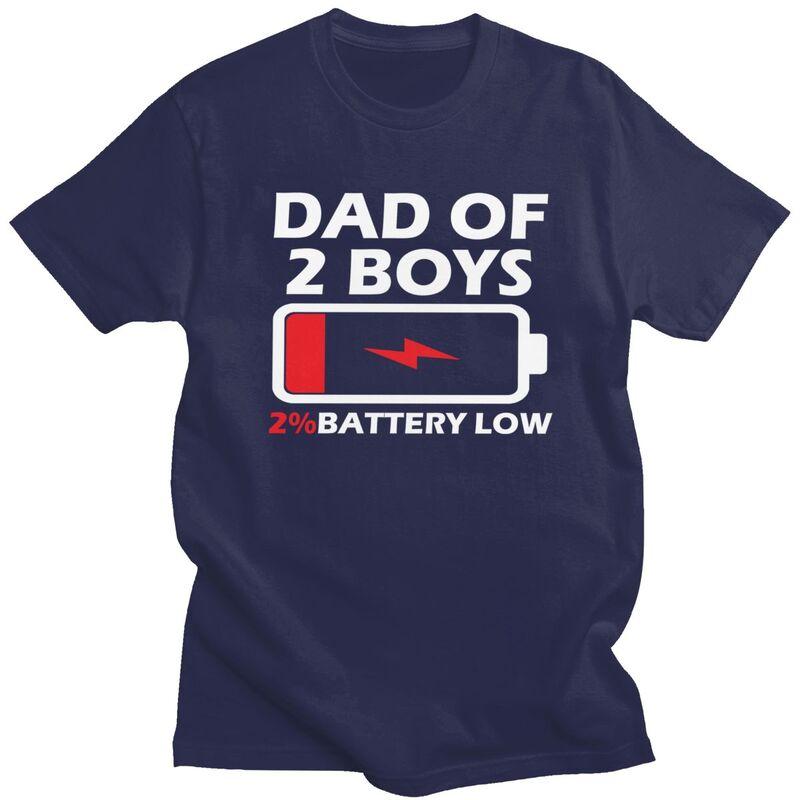 Custom Mens Dad Of 2 Boys T Shirt Short Sleeve Cotton Tshirt Streetwear Tshirt Leisure Papa Fathers Day Gift Tee Clothing