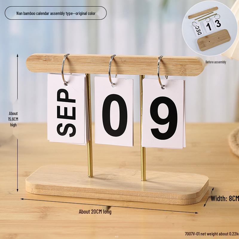 Perpetual Wooden Flip Calendar: Home and Desk Decor
