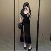 2025 Temperamental French Style Slimming Summer Slit Dress - Women's Sexy Short Sleeve Design