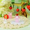 Four Cart Cute Handmade Glass Apple-top Pig, Pink
