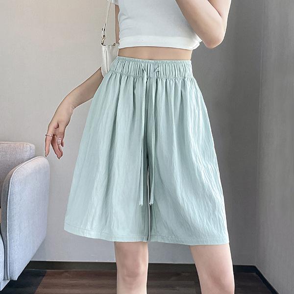 

Ice silk Yamamoto shorts women s new summer thin small a-character sports and leisure imitation cotton and linen five-point medium pants 2XL