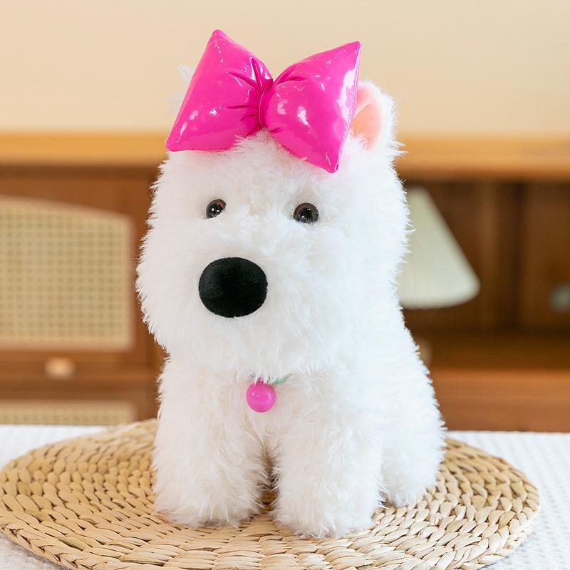 Cute Bow West Highland Dog Doll Backpack Scribbled Puppy Clothes Plush Toy