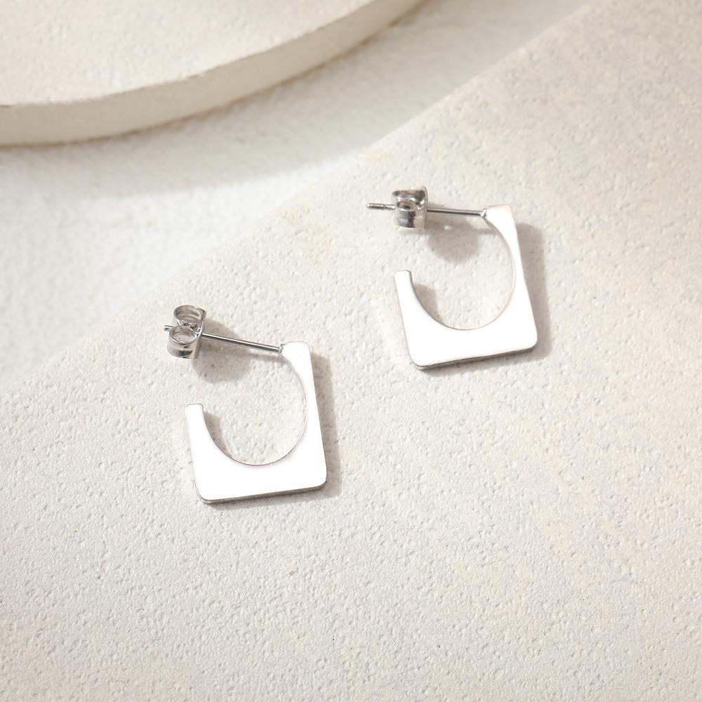 Stainless Steel Earrings Geometry Square Openwork Round Hip Hop Fashion Earrings For Women Jewelry Engagement Weddings Gifts