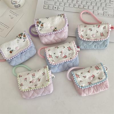 Fresh Small Floral CCD Camera Storage Bag Anti-Fall Portable Compact Headphones Lipstick Cosmetics Storage Bag