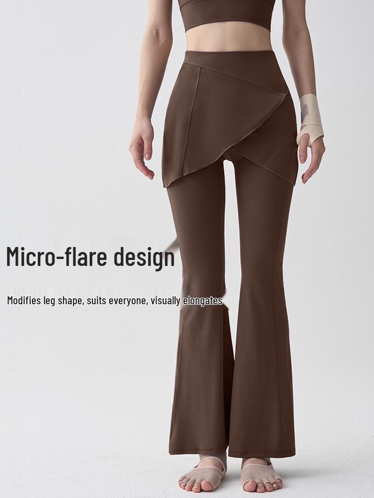 Women's Micro-Flare Yoga Skirt Pants Set for Outdoor Fitness - Autumn/Winter