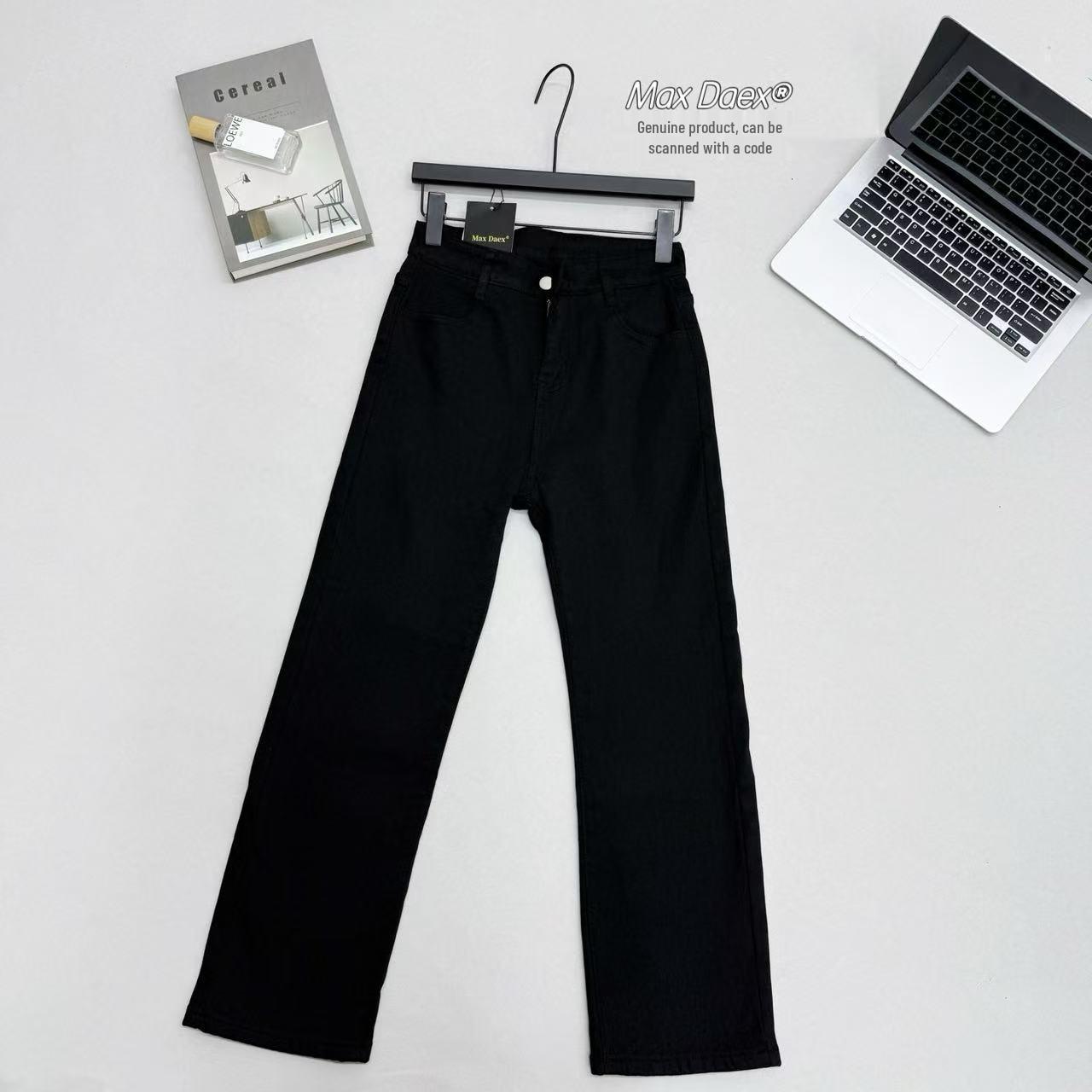 Petite Black High-Waisted Cropped Cigarette Jeans - Women s Slim Fit for Spring/Autumn 2025 3XL
