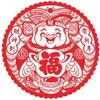 Chinese Year Glass Sticker, Fu Character & God of Wealth, Festive Decor