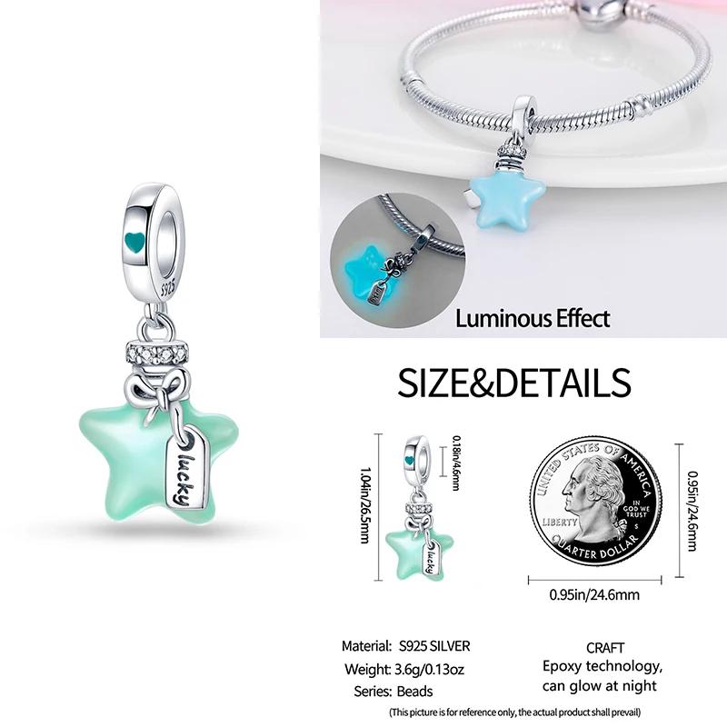 Colorful Copper Blue Glow-In-The-Dark Murano Princess Glass Beads Fits Original Bracelet Jewelry Set Accessories