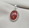Carnelian Pendant: 925 Sterling Silver Orange Red Gemstone Healing Crystal Jewelry